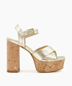 Cheap Jealous - Gold Block Heeled Sandals