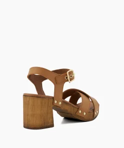 Cheap Judie - Tan Block Heeled Sandals