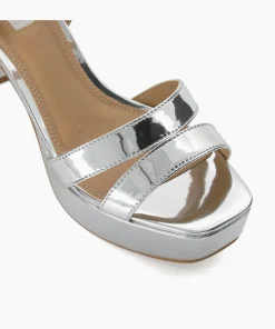 Fashion Molten - Silver Block Heeled Sandals