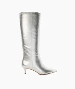 Hot Smooth - Silver Knee High Boots